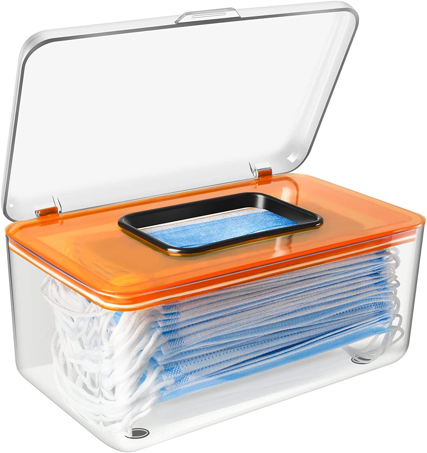 MYCLONG Face Masks Storage Box Dispenser with Spring, Masks Container for Office and Home