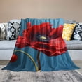 thumbnail image 2 of Fenyluxe Red Flower Print Throw Blanket for Bed Couch Car Kids Adults All Seasons Exquisite Gift 60x80in, 2 of 6
