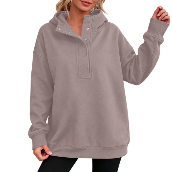 Jamsmile Women Hoodies Loose Solid Color Hooded Sweatshirts Cozy Casual Lined Front Pouch With Comfort Oversized Hoodies