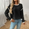 thumbnail image 2 of Texiao Fall Sweaters for Women 2025,Women's Casual Patchwork Contrast Color Long Sleeve Knit Sweater, 2 of 9