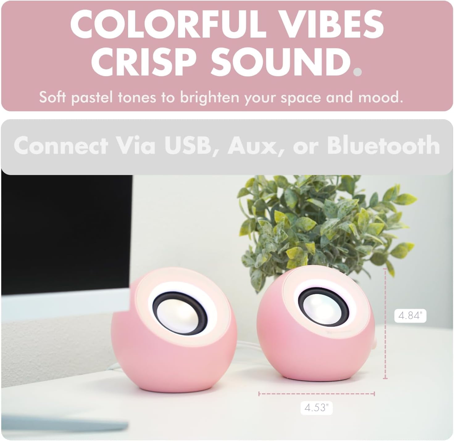 X9 Performance Pink Computer Speakers for Desktop PC with RGB Lighting, Bluetooth, USB, and AUX - Triple Mode Connection, Dual 2.25" Drivers for Work and Play, Desktop Speakers for PC - Pink