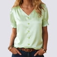 thumbnail image 6 of felwors Womens Blouses Dressy Casual Satin V Neck Short Sleeve Shirts Business Casual Tops for Women(Mint Green, S), 6 of 8