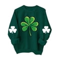 thumbnail image 2 of St. Patrick's Day Sweatshirt for Women Watercolor Shamrock Graphic Crewneck Long Sleeve Ribbed Cuffs Loose Fit Festive Clothes Pullover Top, 2 of 4
