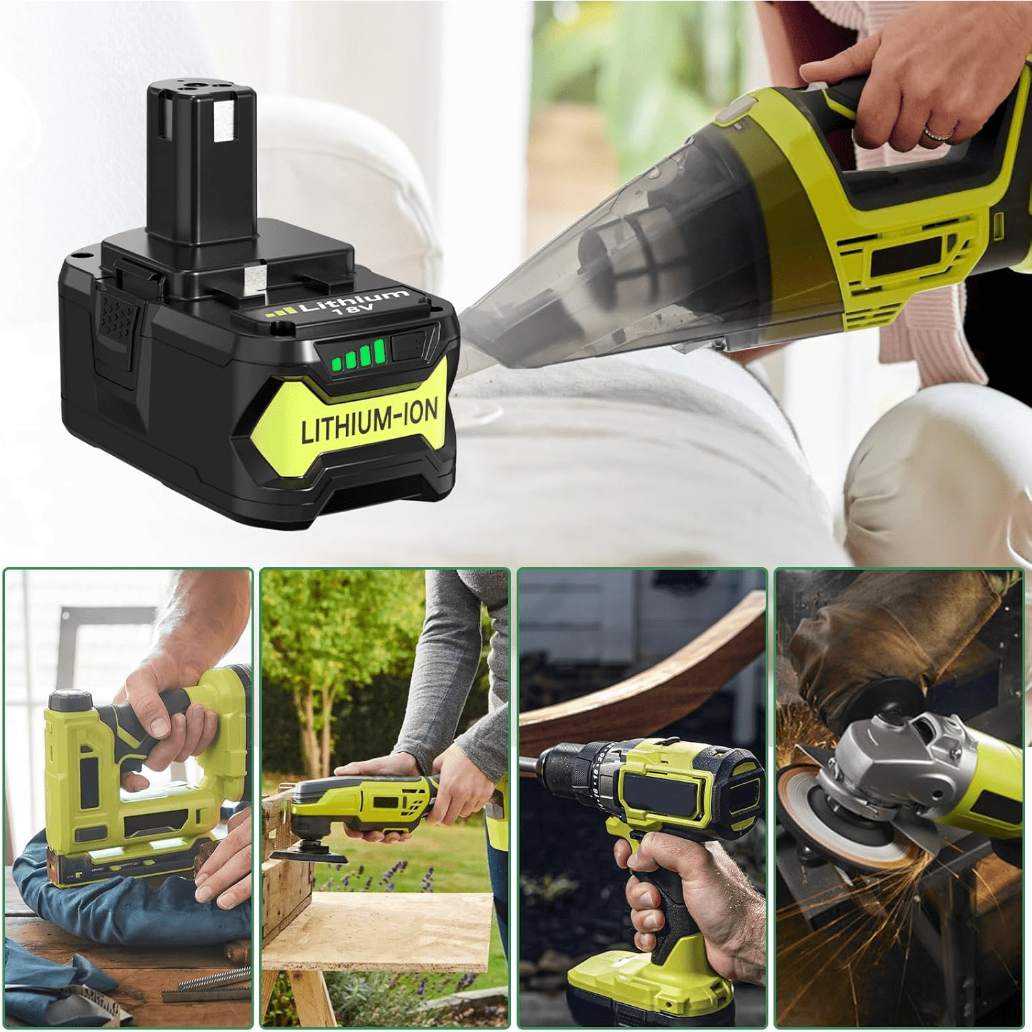 [2Pack] 8.0Ah Battery Replace for Ryobi 18V Battery ONE+P102 P103 P105 P107 P108 P109 P122 Cordless Tool Battery