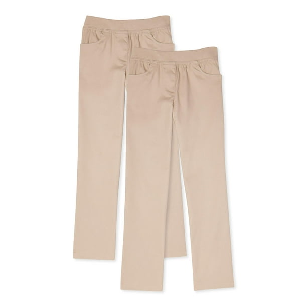 Wonder Nation - Wonder Nation Girls Plus School Uniform Pull-On Pants, 2-Pack Value Bundle