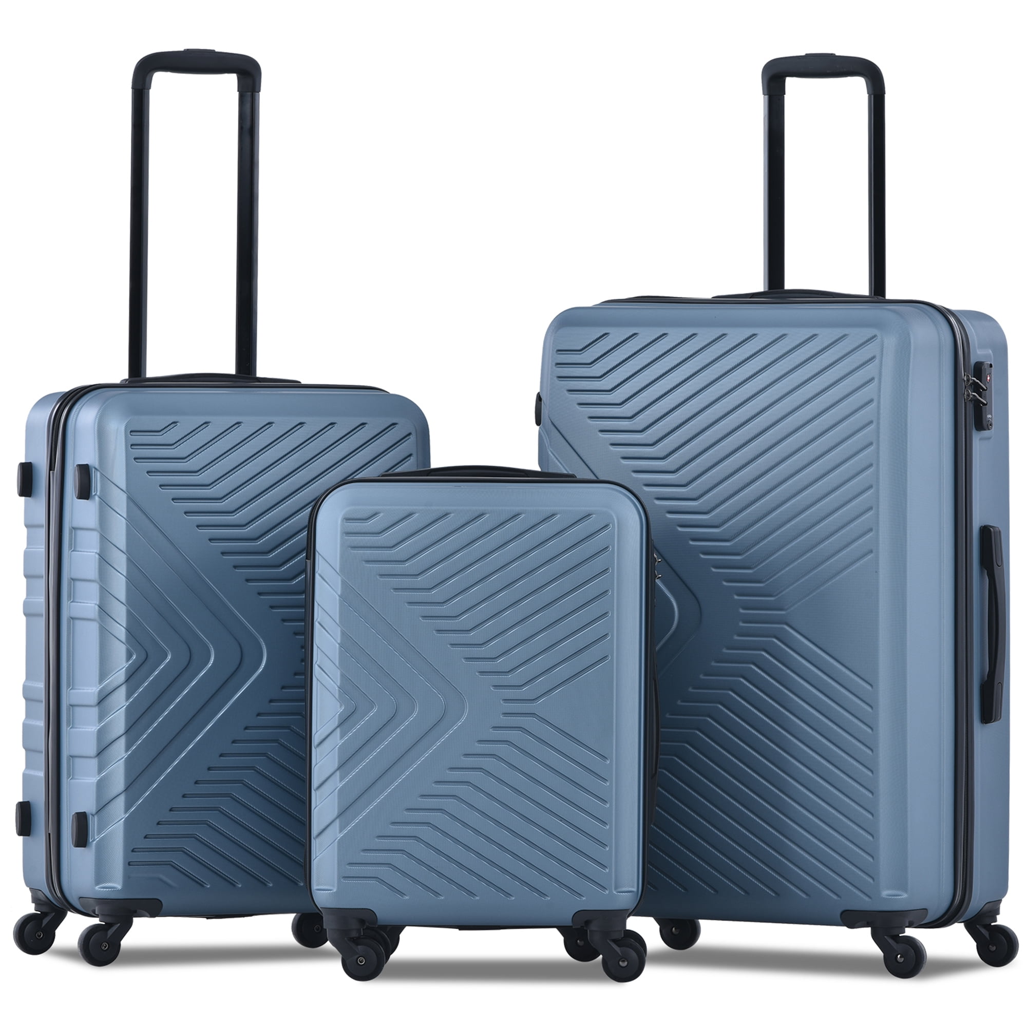 Travelhouse 3 Piece Luggage Set Hardshell Lightweight Suitcase with TSA Lock Spinner Wheels 20in24in28in.(Blue)
