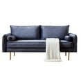 thumbnail image 3 of Mid Century Sofa Velvet Fabric Upholster Couch 71” Modern Futon Bench Loveseat Living Room Sofa with 2 Bolster Pillows, Gray, 3 of 7