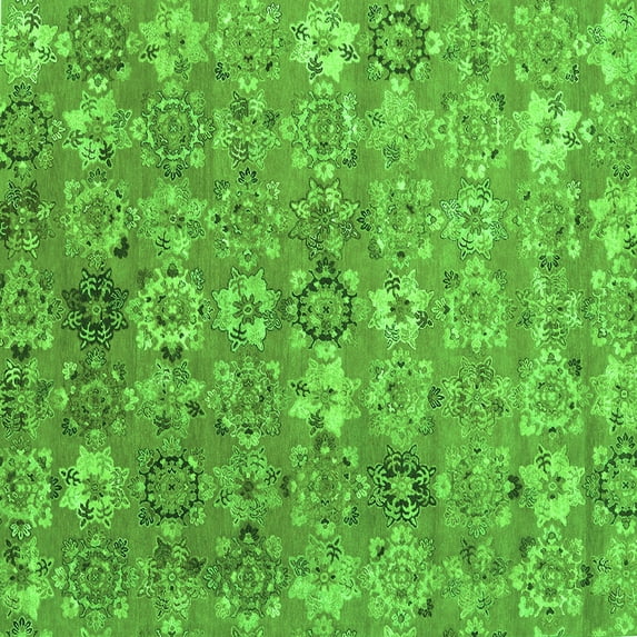 Ahgly Company Indoor Square Abstract Green Contemporary Area Rugs, 8' Square