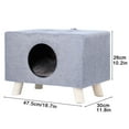 thumbnail image 3 of Wooden Pet House Bench - 2-in-1 Cat Cave & Foot Rest Stool with Cushioned Mat for Cats/Small Dogs (Gray), 3 of 6