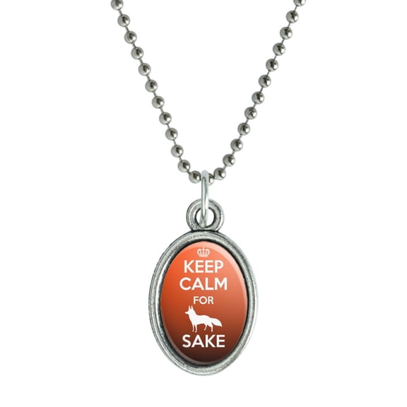 Keep Calm For Fox Sake Funny Antiqued Oval Charm Pendant with Chain
