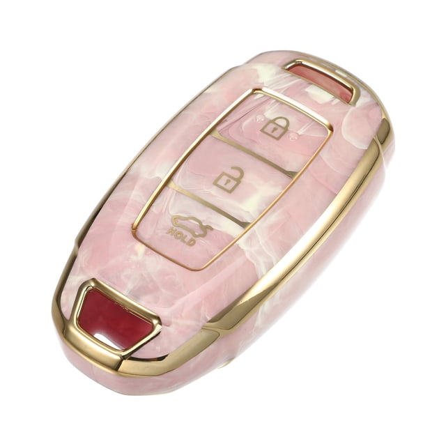 Unique Bargains Funda para Llavero Compatible con Hyundai Accent Tucson Patrón de Porcelana de 3 Botones TPU Suave Rosa