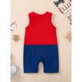 thumbnail image 3 of Wassery Baby Boys Jumpsuits 4th of July Outfits 6 12 18 24 Infant Boys Star Striped Print Sleeveless Romper Crew Neck Bodysuits Summer Independence Day Clothes, 3 of 8