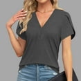 thumbnail image 2 of vigerkar Womens Tops Dressy Casual V Neck Short Sleeve Shirts Summer Loose T Shirts Trendy Tops Tunic Blouses Grey, M, 2 of 6