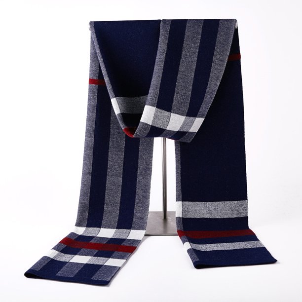 Bufanda de lana de punto a cuadros para hombres, chal grueso y cálido clásico de negocios, regalo de Navidad, otoño e invierno, alta calidad