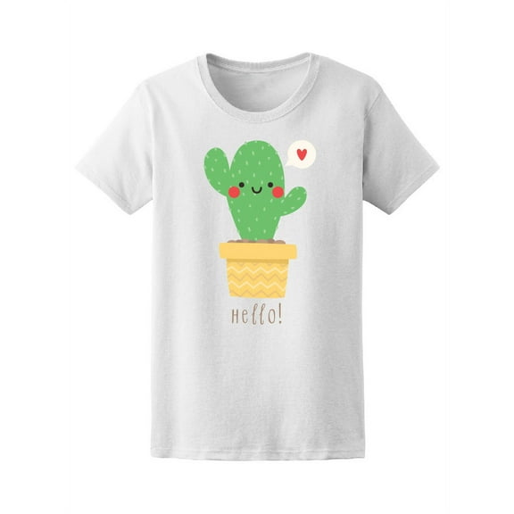 Kawaii Smile Cute Cactus T-Shirt Women -Image by Shutterstock, Female Medium