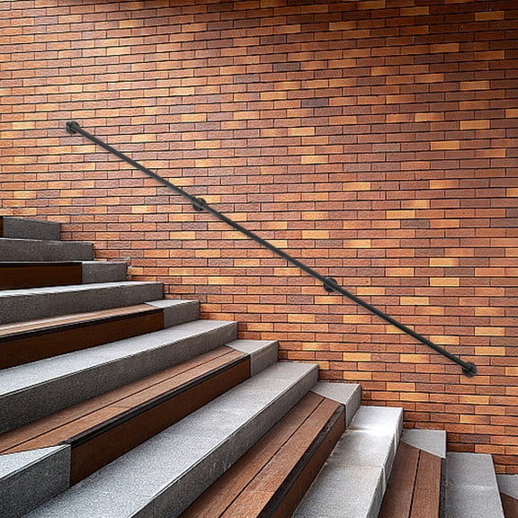 ToppiJoy 9FT Stair Handrail, Metal Staircase Handrail, Pipe Stair Handrail, Staircase Handrail Galvanized Steel for Wall Mount (Black)