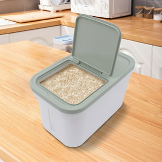 Xbopetda Metal Rice Storage Box, Square Rice Container with Lid and handle,  Sealed Food Storage Bin for Kitchen, Countertop Organizer Jar for Rice