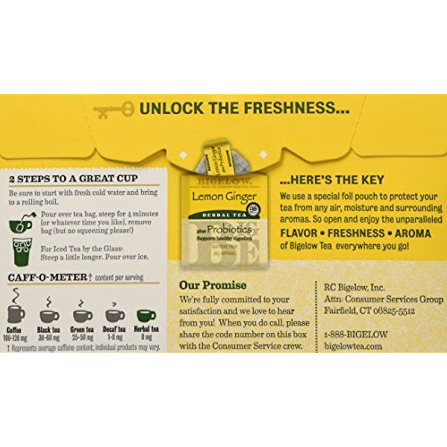 Bigelow Lemon Ginger Probiotics Herbal Tea (Pack Of 4)