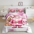 thumbnail image 3 of Manfei Girly Pink Santa Claus Bedding Comforter Set, Watercolor Cartoon Twin Comforter Sets, Kawaii Christmas Theme Reversible Bedding Set, Luxury Bedroom Decor, 2-Piece, 3 of 9