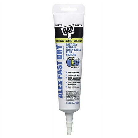 6-Pack of 5.5 oz Dap 11425 White Alex Fast Dry Acrylic Latex Caulk Plus Silicone
