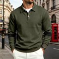 thumbnail image 2 of Men's Polo Shirts Long Sleeve Autumn Color Blocking Lapel Polo Shirt, 2 of 8