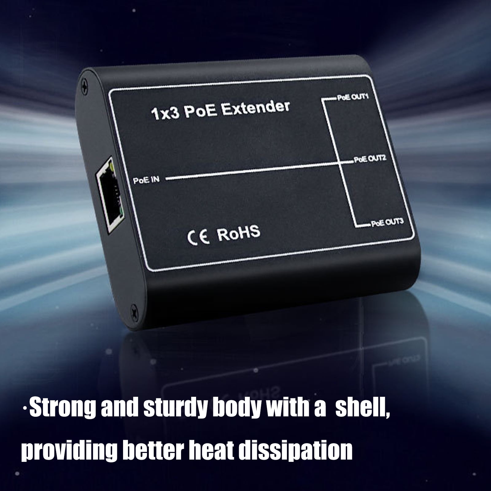 Fast Speed 100/1000Mbps POEs Networking Repeaters Switches with 3 Output Port Supporting Ethernet Extension up to 100Meters Plugs and Play Installation and LED Indicators