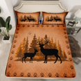 thumbnail image 2 of Homewish Wild Animal Deer Twin Sheet Sets,Safari Bear Paws Twin Fitted Sheet,Black Tan Flat Sheet For Boys Kids,Ultra Soft Home Decor,3 Pieces, 2 of 7