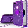 thumbnail image 2 of Glitter Cute Ring Stand Phone Case for Apple iPhone 7 Plus Case,Bling Bumper Kickstand Sparkly Clear Soft Protective for Girls Women - Purple, 2 of 5