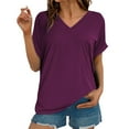 thumbnail image 2 of Tittly Womens T Shirts Tops for Women Trendy Casual Short Sleeve Tops for Women Women Shirt Short Sleeve Casual Stylish Top Shirts Red, 2 of 4