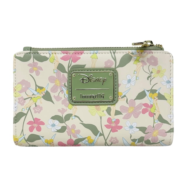 Billetera Loungefly Disney Peter Pan Tinkerbell con estampado floral con cierre circular