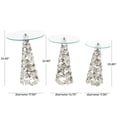 thumbnail image 3 of DecMode 18" x 25" Silver Aluminum Metal Cutout Cone Shaped Floral Accent Table with Tempered Glass Tabletop, 3-Pieces, 3 of 9