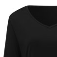 thumbnail image 5 of Wuphunn Long‑Sleeve Fitted‑Basic V‑Neck Casual Everyday T‑Shirts for Women Black 2XL, 5 of 9