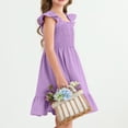 thumbnail image 6 of TQWQT Purple Dresses for Girls Summer Sleeveless Basic Dress Size 10-12 Kids Smocked Sundress Cute Crewneck Mini Dress Girls Dresses Tween Girls Clothes Purple 160, 6 of 7