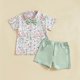thumbnail image 3 of Odeerbi 6M-4Y Niños Trajes de Pascua de Verano Traje de Caballero de Algodón Vestido Formal Camisa de Manga Corta Cintura Elástica Pantalones Cortos Conjunto de Dos Piezas, 3 of 8
