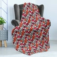 thumbnail image 4 of Floral Soft Flannel Fleece Throw Blanket, Abstract Flowers with Black and White Striped Leaves, Cozy Plush for Indoor and Outdoor Use, 70" x 90", Vermilion Maroon, by Ambesonne, 4 of 5