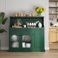 thumbnail image 2 of HLR 48" Modern Wood Kitchen Pantry Cabinet, Coffee Bar with Drawer & Microwave Stand, Dining Room, Green, 2 of 7