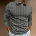 thumbnail image 2 of Vedolay Casual Polo Shirt for Men Slim Fit Solid Color Shirts Plaid Lapel Pocket T Shirt Gray,L, 2 of 5