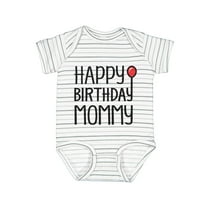 Happy Birthday Mommy Cute Boy / Girl Bodysuit Mom's Gift Baby Bodysuit 6M (3-6M) Gray Stripes