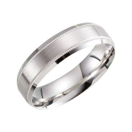 - 10k White Gold Size 10 6mm Polished Light Weight Beveled Band Ring - 5.0 Grams