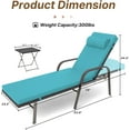 thumbnail image 3 of Kullavik Patio Chaise Lounge Sets Outdoor Armchair Recliner Rattan Adjustable Back 3 Pieces Cushioned Patio Folding Chaise Lounge with Folding Table - Blue, 3 of 8