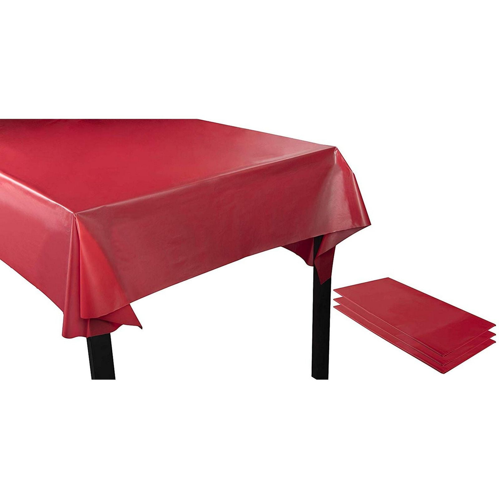 Red Plastic Tablecloth - 3-Pack 54 x 108-Inch Rectangle Red Disposable  Table Cover for Buffet, Long Picnic Tables, Fits up to 8-Foot Tables, 