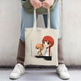 thumbnail image 2 of Cute Cartoon Tote Bag featuring two characters: one with red braids in a white shirt and another with orange hair in a brown outfit set against a simple line - drawn background, 2 of 4
