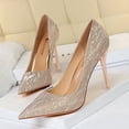 thumbnail image 3 of Zapatos de tacón alto y fino con punta en punta y boca poco profunda para mujer, sexys, para banquetes, para bodas, clásicos, de lujo, para novias, 3 of 5