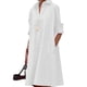 thumbnail image 1 of Vestido camisero Zhyaj de lino de manga larga para mujer, color blanco, talla grande, 1 of 6