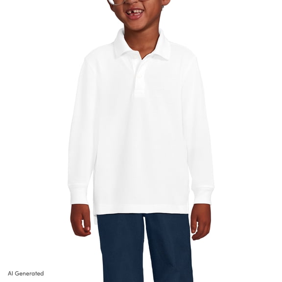 Lands' End Kids Long Sleeve Mesh Polo Shirt