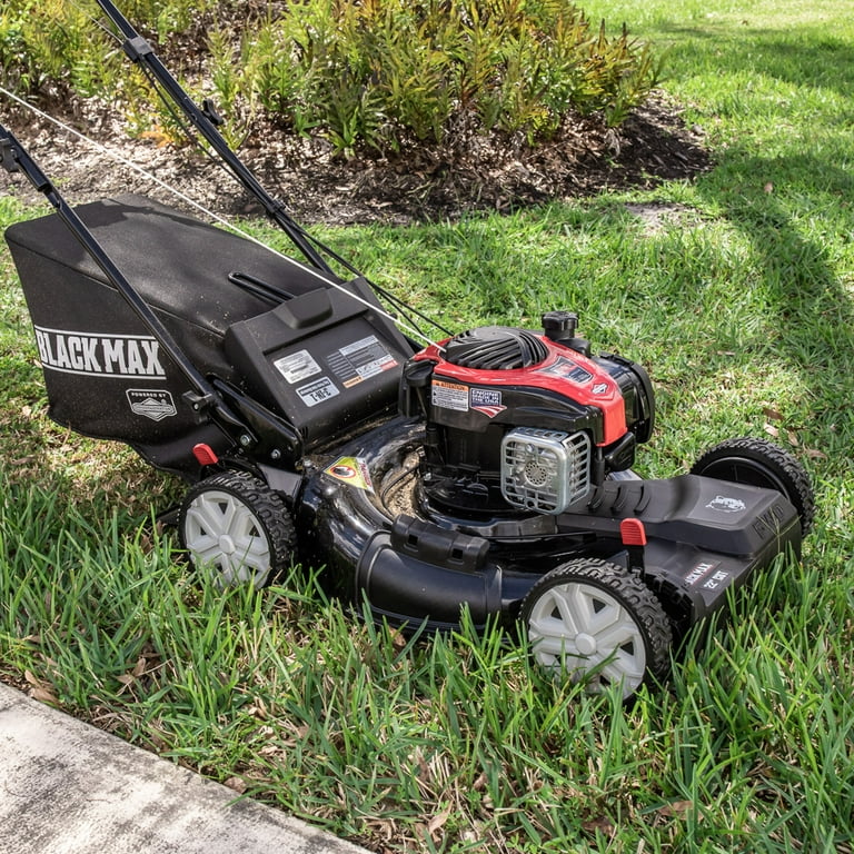 Black Max Self Propelled Mower 140cc 550 Series Briggs and Stratton Engine Assembled Weight 62.8 Pounds Height 37.5 Walmart