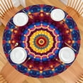 thumbnail image 2 of Colorful Tie Dye Luminous Mandala Pattern Round Fitted Tablecloth with Elastic Edge,Dining Table Cover Waterproof,Outdoor Round Tablecloth for Camping,Dining,Indoor and Outdoor, 2 of 7