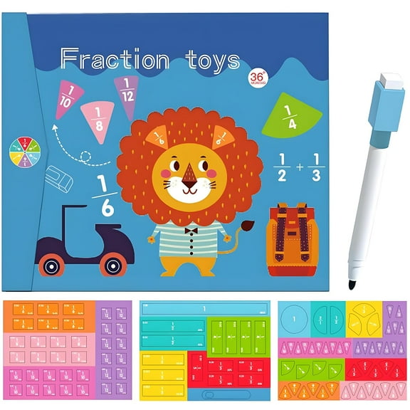 LUXERAD Magnetic Fraction Book 2025 Magnet Tiles Math Puzzle Learning Set