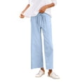 thumbnail image 5 of BILIKEYU Women's Daily Elastic Waist Straight Solid Color Casual Pants, Womens Pants, Stretch Pants for Women, Womens Pants Trendy, 5 of 6