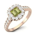 thumbnail image 2 of 1.28 Ctw Baguette Peridot 925 Sterling Silver Rose Vermeil Accents Floral Mother's Day Gift Ring, 2 of 3